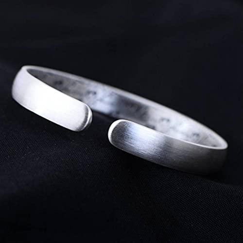 WOZUIMEI Brazalete Vintage de Estilo Chino S999 Brazalete de Loto de Plata Pulsera de Hechizo Budista de Loto Pulsera de Plata Abierta de la Vendimia Joyería de Mano de Hechizo Budista para Niñospuls