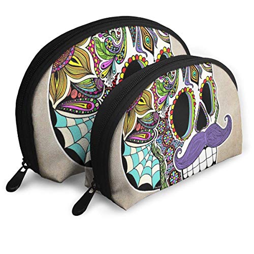 XCNGG Morado Bolso de almacenamiento con cabeza de calavera barbuda Monedero Bolso de almacenamiento de viaje cosmético Uno grande y uno pequeño 2 piezas Lápiz de papelería Bolso multifunción Cartera