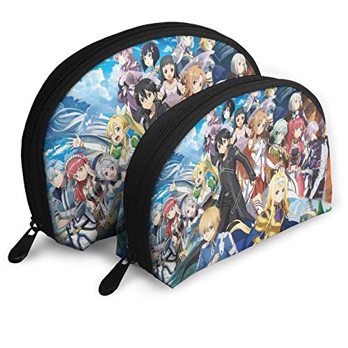 XCNGG Sword Art Online Fashion Cosmetic Bags Bolsa portátil Clutch Pouch Set Mujeres Hombres Monedero de viaje con cremallera Organizador de bolsos 2pcs