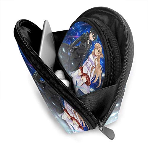 XCNGG Sword Art Online Fashion Cosmetic Bags Bolsa portátil Clutch Pouch Set Mujeres Hombres Monedero de viaje con cremallera Organizador de bolsos 2pcs