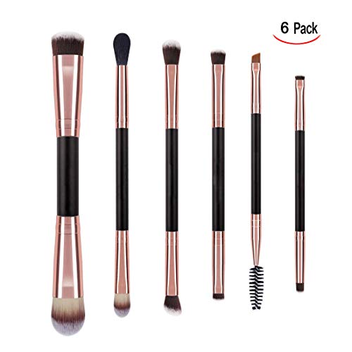 XLKJ 6 Pcs Brochas Maquillaje Profesional, Kit de Viaje de Cepillo de Sombra de Ojos Profesional para Sombras de Ojos, Cejas, Difuminado, Corrector