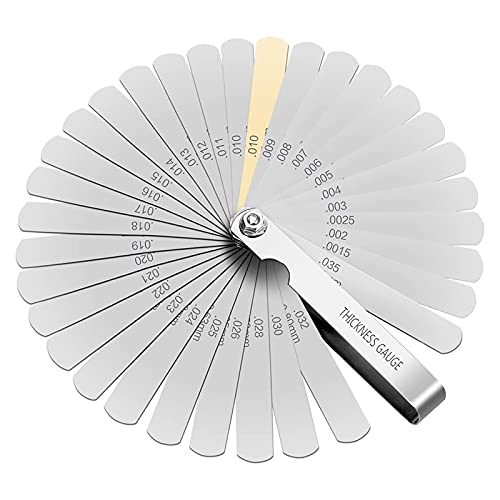XTVTX Galgas reglaje valvulas, Galgas de espesor, Galga de Acero de 32 Cuchillas Métrica Marcada y Herramienta de Medición Imperial Gap