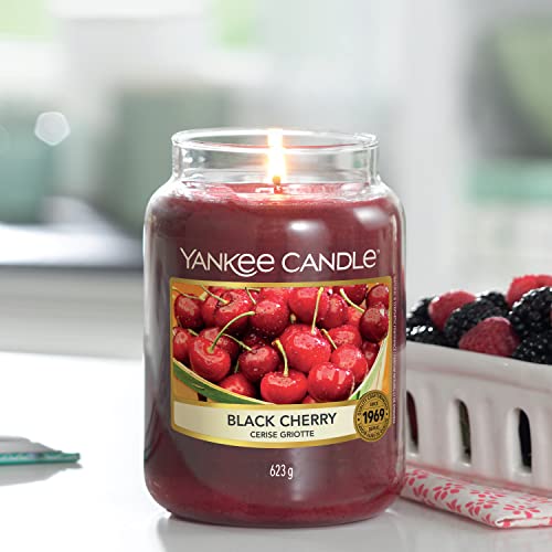 Yankee Candle Black Cherry Vela Aromática en Frasco Grande, Rojo, 623 g