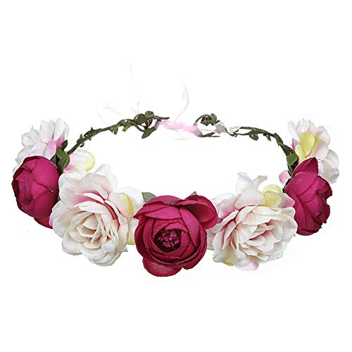 YAZILIND Rose flor tocado hecho a mano accesorios de pelo Festival diadema accesorios de vestido de novia rosa rojo