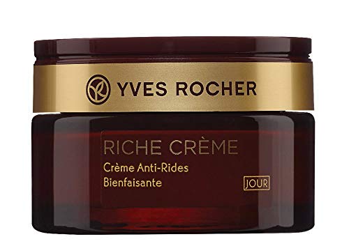 Yves Rocher Riche Crème - Crema de día antiarrugas, regeneradora antiedad, reduce las arrugas, 1 bote de cristal de 50 ml