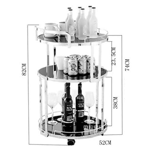 ZQH Carro de Baño/Carrito de Té Multifuncional de Cristal Templado de Metal/de la Isla de la Isla de la Isla (4 Estilos),Dorado Champagne,Vidrio Negro